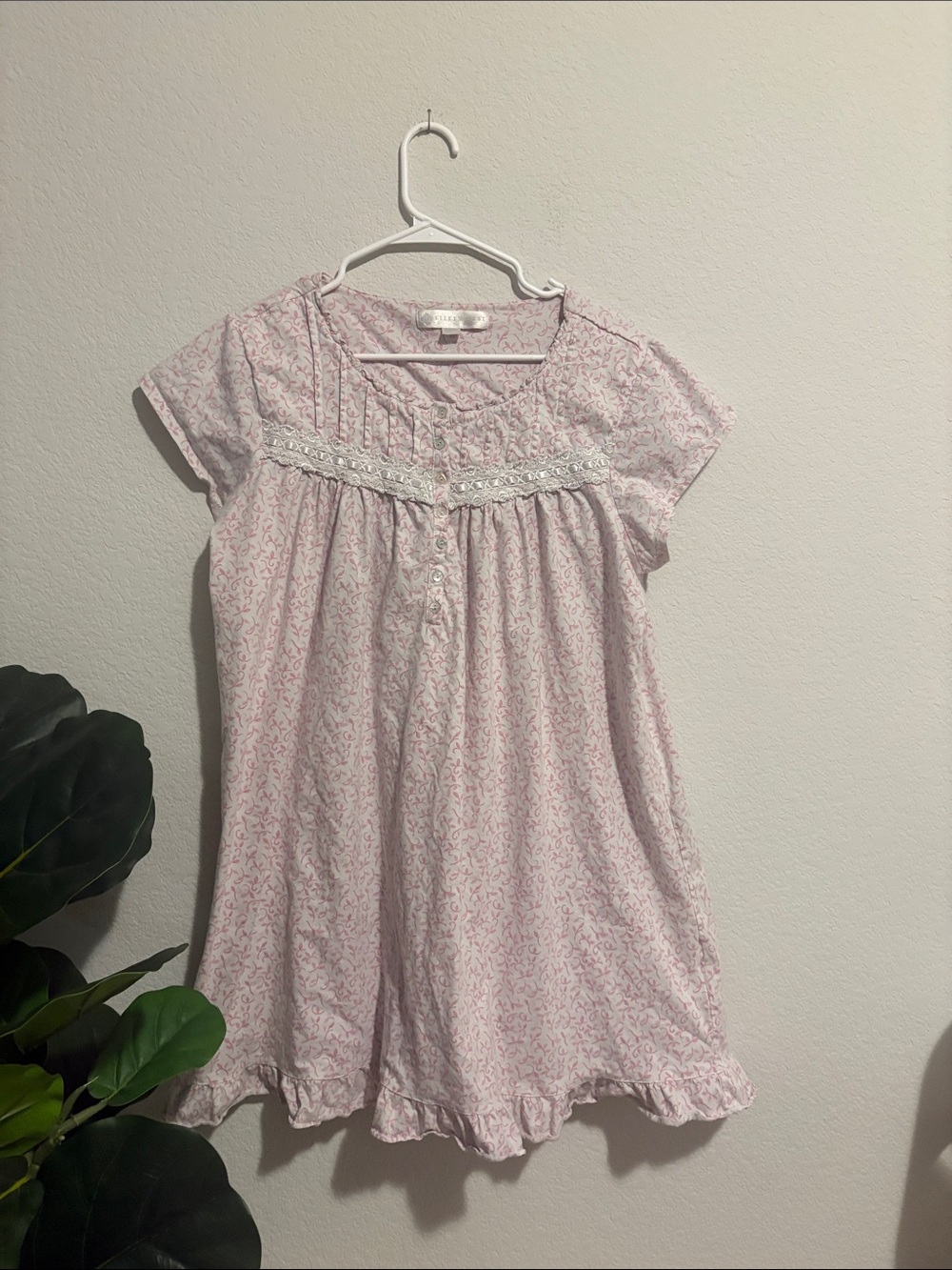 Eileen West Pink Floral Short-Sleeve Nightgown 100% cotton